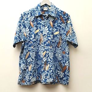 Go Barefoot Shirt Men's Large Button Down Tropical Hawaiian Short Sleeve